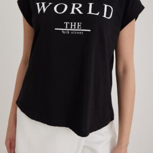 Text Printed T-Shirt - Black - Brand: Levure - Women & Kids, Baby Clothes Wholesale - TheBS Women