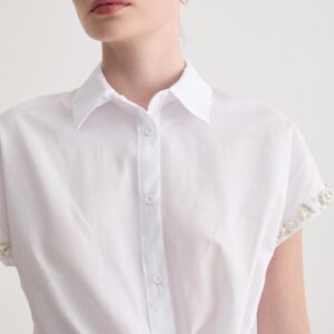 Stone Detailed Side Tie Shirt - Brand: Levure - Women & Kids, Baby Clothes Wholesale - TheBS Women