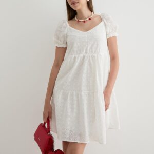 Women's Back Gipe Detailed Lace Dress White - Brand: Levure - Women & Kids, Baby Clothes Wholesale - TheBS Women