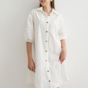 Women's Floral Patterned Short Sleeve Dress White - Brand: Levure - Women & Kids, Baby Clothes Wholesale - TheBS Women