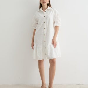 Women's Floral Patterned Short Sleeve Dress White - Brand: Levure - Women & Kids, Baby Clothes Wholesale - TheBS Women