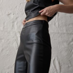 Women's Elastic Long Leather Trousers Black - Brand: Levure - Women & Kids, Baby Clothes Wholesale - TheBS Women