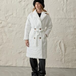 Jacket Collar Waist Belted Quilted Long Women's Coat - Brand: Levure - Women & Kids, Baby Clothes Wholesale - TheBS Women