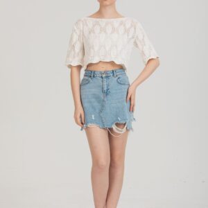 Seasonal Ecru Color Short Sleeve Knit Sweater - Brand: Maxi Modena - Women & Kids, Baby Clothes Wholesale - TheBS Women