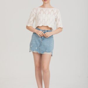 Seasonal Ecru Color Short Sleeve Knit Sweater - Brand: Maxi Modena - Women & Kids, Baby Clothes Wholesale - TheBS Women