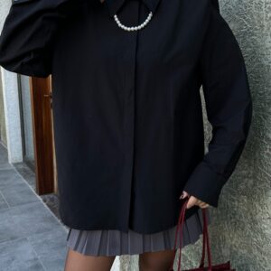 Poplin Wadded Pearl Necklace Detailed 100% Cotton Shirt 29016 - Brand: First Angels - Women & Kids, Baby Clothes Wholesale - TheBS Women