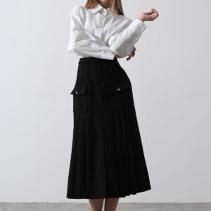 Pleated Contrast Shirt Dress - - White - Brand: Reyon - Women & Kids, Baby Clothes Wholesale - TheBS Women