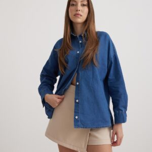 Button Detailed Denim Shirt - Brand: Levure - Women & Kids, Baby Clothes Wholesale - TheBS Women