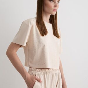 Detailed Short Sleeve Oversize T-shirt - Brand: Levure - Women & Kids, Baby Clothes Wholesale - TheBS Women