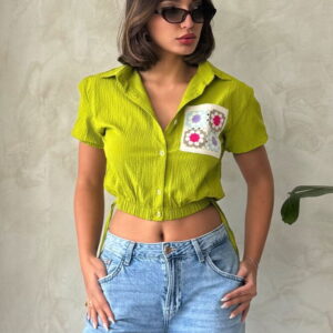 PistachioWaist Sleeve End Elastic Embroidered Pockets Wholesale Shirt - Brand: Topshow - Women & Kids, Baby Clothes Wholesale - TheBS Women