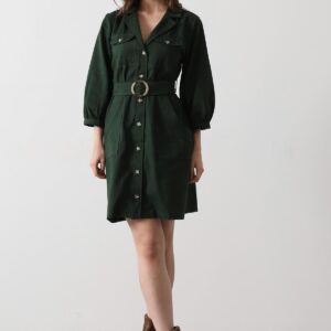 Belt Detailed Gabardine Dress - - Khaki - Brand: Reyon - Women & Kids, Baby Clothes Wholesale - TheBS Women