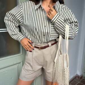 Striped Oversize Pocket Detailed Cotton Shirt 29013 - Brand: First Angels - Women & Kids, Baby Clothes Wholesale - TheBS Women