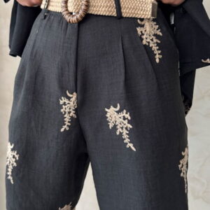 Embroidered Linen Shorts -