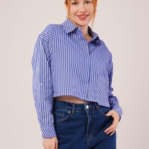 Crop Pattern Pocketed And StripedWholesale Shirt - Brand: Lustrin - Women & Kids, Baby Clothes Wholesale - TheBS Women