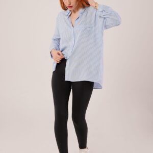 Pocket Detail Striped Oversize WholesaleShirt - Brand: Lustrin - Women & Kids, Baby Clothes Wholesale - TheBS Women