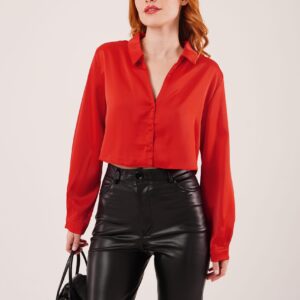 Satin Crop Model WholesaleShirt - Brand: Lustrin - Women & Kids, Baby Clothes Wholesale - TheBS Women