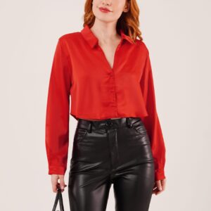 Satin Crop Model WholesaleShirt - Brand: Lustrin - Women & Kids, Baby Clothes Wholesale - TheBS Women