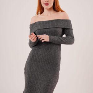 Madonna Collar Ribbed WholesaleSweater Dress - Brand: Lustrin - Women & Kids, Baby Clothes Wholesale - TheBS Women