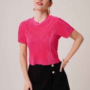 Shiny WholesaleBlouse With Ribbed Short Sleeve - Brand: Lustrin - Women & Kids, Baby Clothes Wholesale - TheBS Women