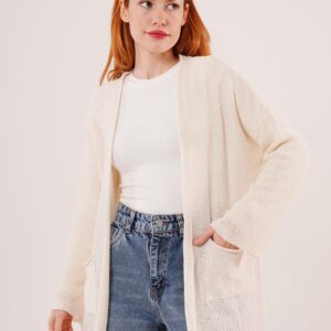 Loose Pattern Knitwear Long WholesaleCardigan With Pockets - Brand: Lustrin - Women & Kids, Baby Clothes Wholesale - TheBS Women