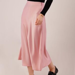 Bell Cut MidiWholesale Satin Skirt - Brand: Lustrin - Women & Kids, Baby Clothes Wholesale - TheBS Women