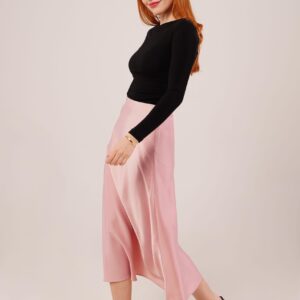 Bell Cut MidiWholesale Satin Skirt - Brand: Lustrin - Women & Kids, Baby Clothes Wholesale - TheBS Women