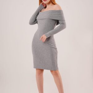 WholesaleKnitwear Dress With Madonna Collar Ribbed - Brand: Lustrin - Women & Kids, Baby Clothes Wholesale - TheBS Women
