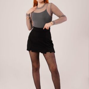 Slit Detailed Black Wholesale Mini Skirt - Brand: Lustrin - Women & Kids, Baby Clothes Wholesale - TheBS Women