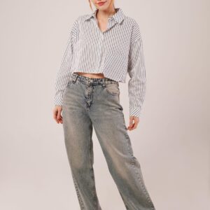 Crop PatternWholesale Shirt With Pockets And Stripes - Brand: Lustrin - Women & Kids, Baby Clothes Wholesale - TheBS Women