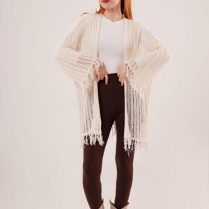 Tassel Detailed Perforated Pattern WholesaleCardigan - Brand: Lustrin - Women & Kids, Baby Clothes Wholesale - TheBS Women