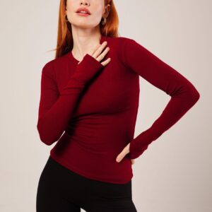 Long Sleeve Basic Burgundy Wholesale Blouse - Brand: Lustrin - Women & Kids, Baby Clothes Wholesale - TheBS Women