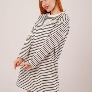 Slippery Cut Striped LongWholesale Sweatshirt - Brand: Lustrin - Women & Kids, Baby Clothes Wholesale - TheBS Women