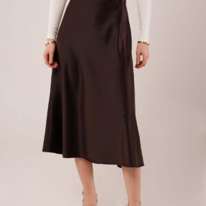 Bell Cut MidiWholesale Satin Skirt - Brand: Lustrin - Women & Kids, Baby Clothes Wholesale - TheBS Women