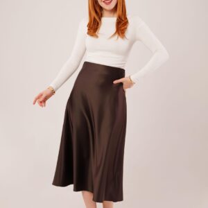 Bell Cut MidiWholesale Satin Skirt - Brand: Lustrin - Women & Kids, Baby Clothes Wholesale - TheBS Women