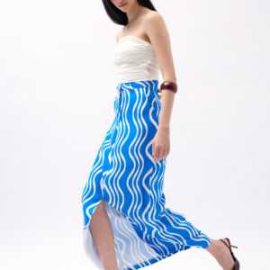 Printed Front Slit Skirt - Blue - Brand: Black Fashion - Women & Kids, Baby Clothes Wholesale - TheBS Women