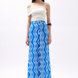 Printed Front Slit Skirt - Blue - Brand: Black Fashion - Women & Kids, Baby Clothes Wholesale - TheBS Women