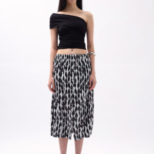 Patterned Skirt With Side Slits - Black & - Brand: Black Fashion - Women & Kids, Baby Clothes Wholesale - TheBS Women