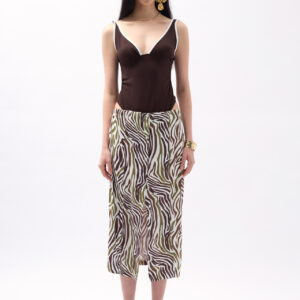 Patterned Skirt With Side Slits - Green - Brand: Black Fashion - Women & Kids, Baby Clothes Wholesale - TheBS Women