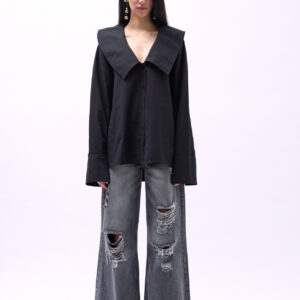 Wide Collar Ruffle Sleeve Shirt - Brand: Black Fashion - Women & Kids, Baby Clothes Wholesale - TheBS Women