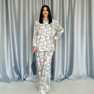 Leopard Print Jacket And Pants Linen Suit - Multicolor - Brand: Elisa - Women & Kids, Baby Clothes Wholesale - TheBS Women