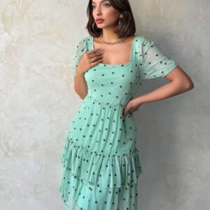 Çağla Kayak Collar Floral Wholesale Skirt Ruffle Short Sleeve Wholesale Dress - Brand: Topshow - Women & Kids, Baby Clothes Wholesale - TheBS Women