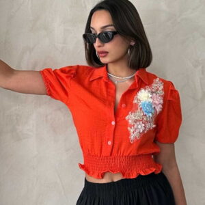 Floral Linen Shirt - Brand: Topshow - Women & Kids, Baby Clothes Wholesale - TheBS Women