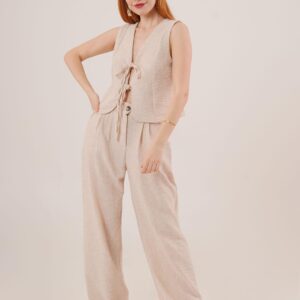 Front Drawstring Detailed Vest And PantsWholesale Two Piece Suit - Brand: Lustrin - Women & Kids, Baby Clothes Wholesale - TheBS Women