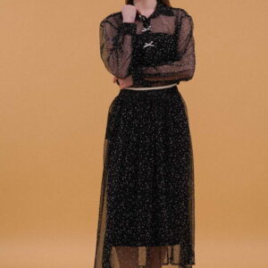 Bow Detailed Polka Dot Skirt - Black - Brand: Topshow - Women & Kids, Baby Clothes Wholesale - TheBS Women