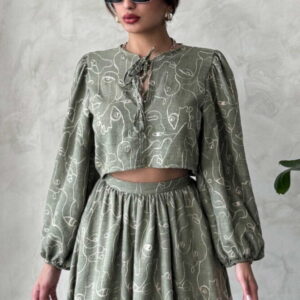 Embroidered Front Tie Blouse - Light - Brand: Topshow - Women & Kids, Baby Clothes Wholesale - TheBS Women