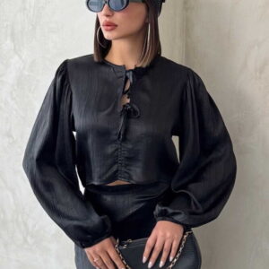 Lace Satin Front Tie Blouse - Brand: Topshow - Women & Kids, Baby Clothes Wholesale - TheBS Women