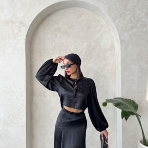 Lace Satin Front Tie Blouse - Brand: Topshow - Women & Kids, Baby Clothes Wholesale - TheBS Women