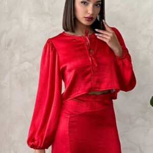 Lace Satin Front Tie Blouse - Brand: Topshow - Women & Kids, Baby Clothes Wholesale - TheBS Women