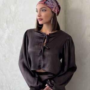 Lace Satin Front Tie Blouse - Brand: Topshow - Women & Kids, Baby Clothes Wholesale - TheBS Women