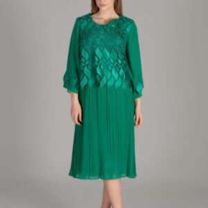 Round Neck Guipure And Pleated Chiffon Dress - Brand: GUMANIZE - Women & Kids, Baby Clothes Wholesale - TheBS Women